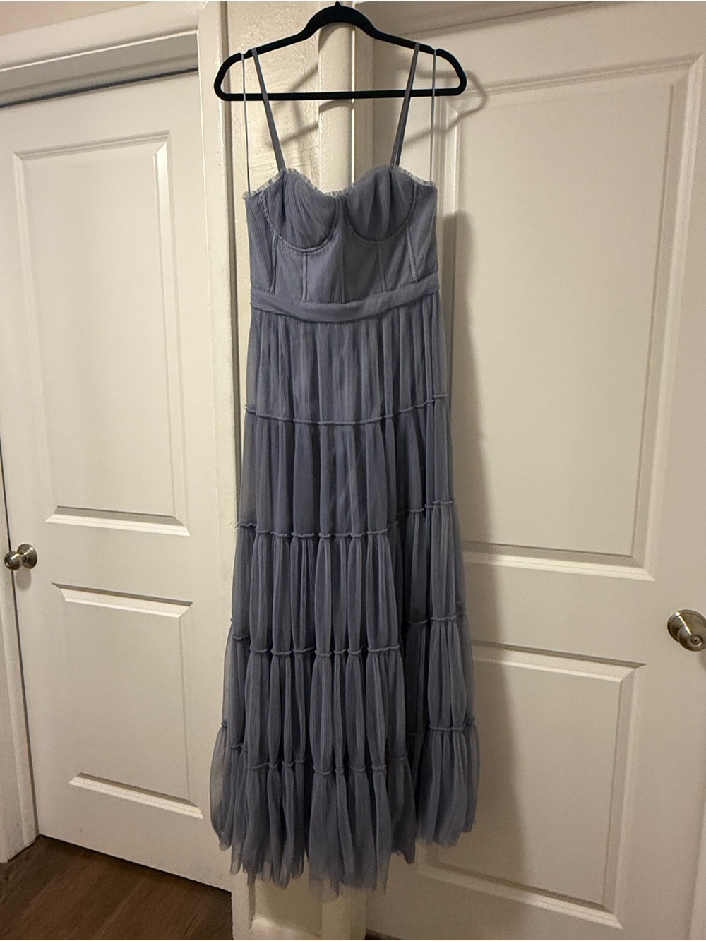 ASTR The Label - Dusty Blue Tulle Maxi Dress - Picture 2 of 8
